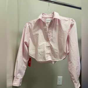 Aritzia Pink Button Down Shirt NWT